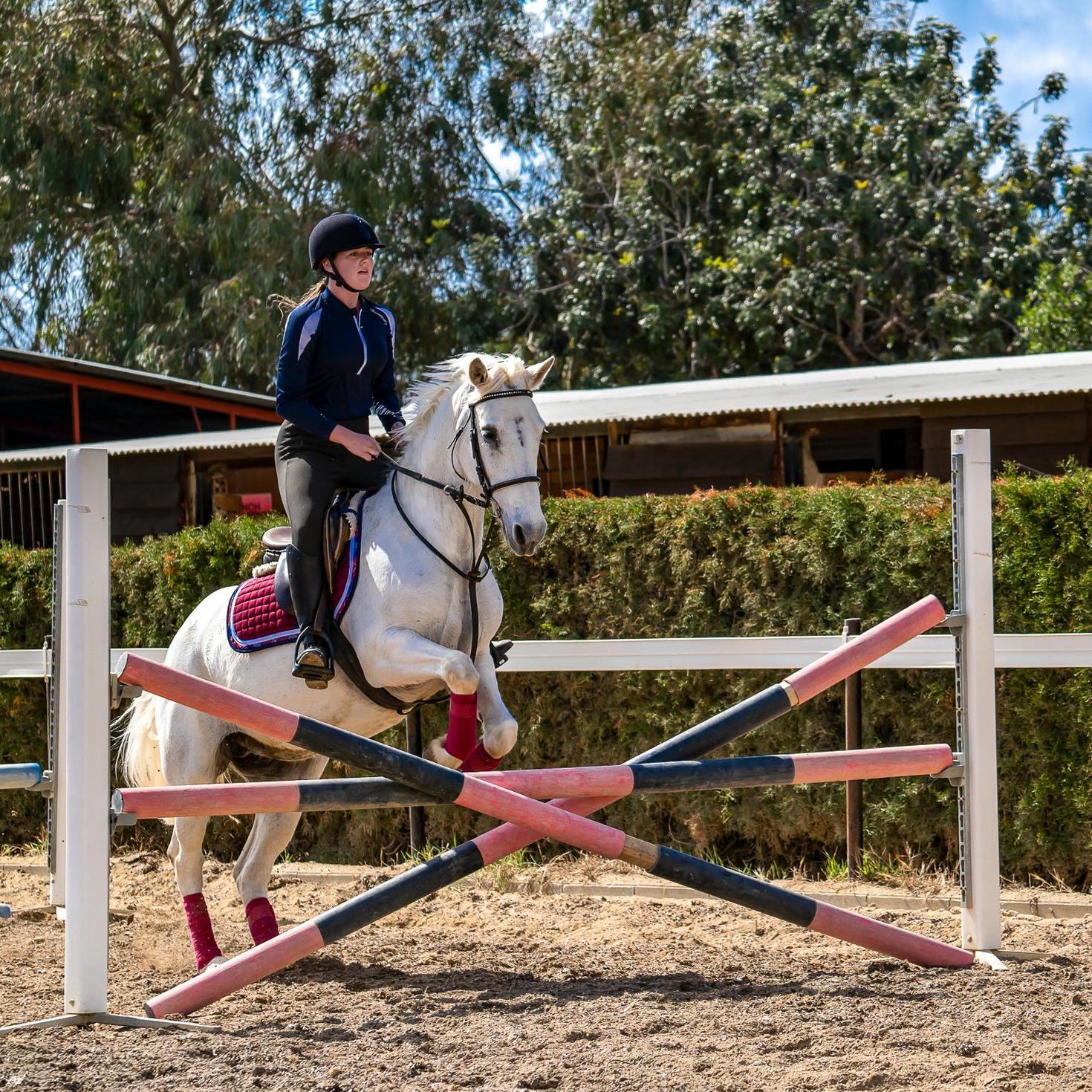 Horse and rider clearing a jump